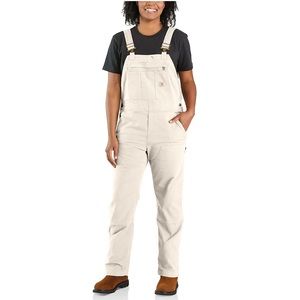 WOMEN'S RUGGED FLEX® LOOSE FIT CANVAS BIB OVERALL ~ Size M ~ White